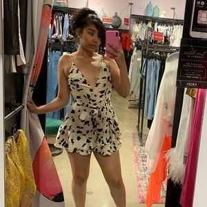 Cow print satin romper